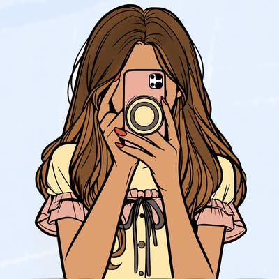 a realistic girl holding her phone taking pictures