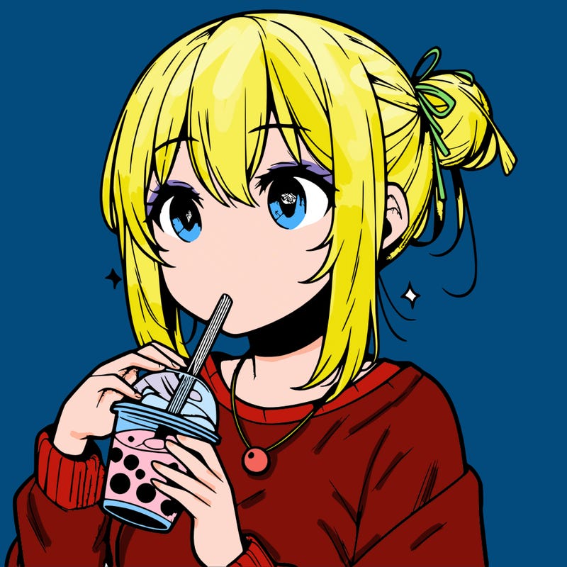 manga character drinking boba