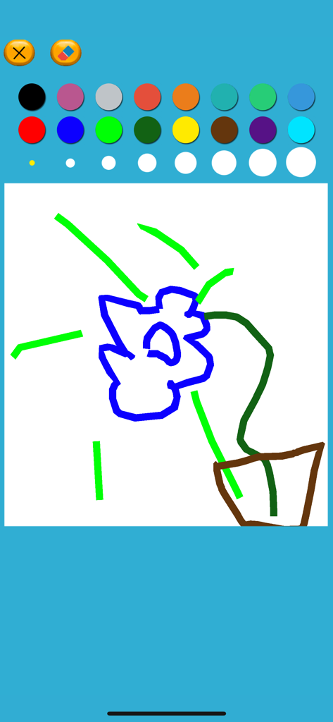 Letter Tracing for English - User interface of the Letter Tracing for English app featuring a childs drawing and various color selection tools