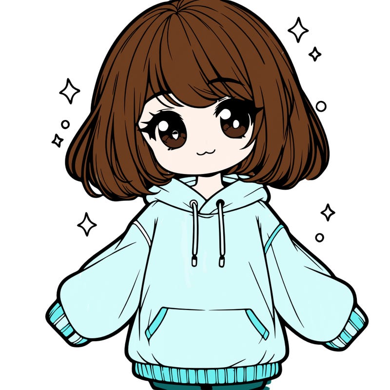 cute girl in oversized sweatshirt realistic
