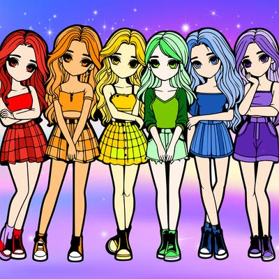 a group of girls realistic