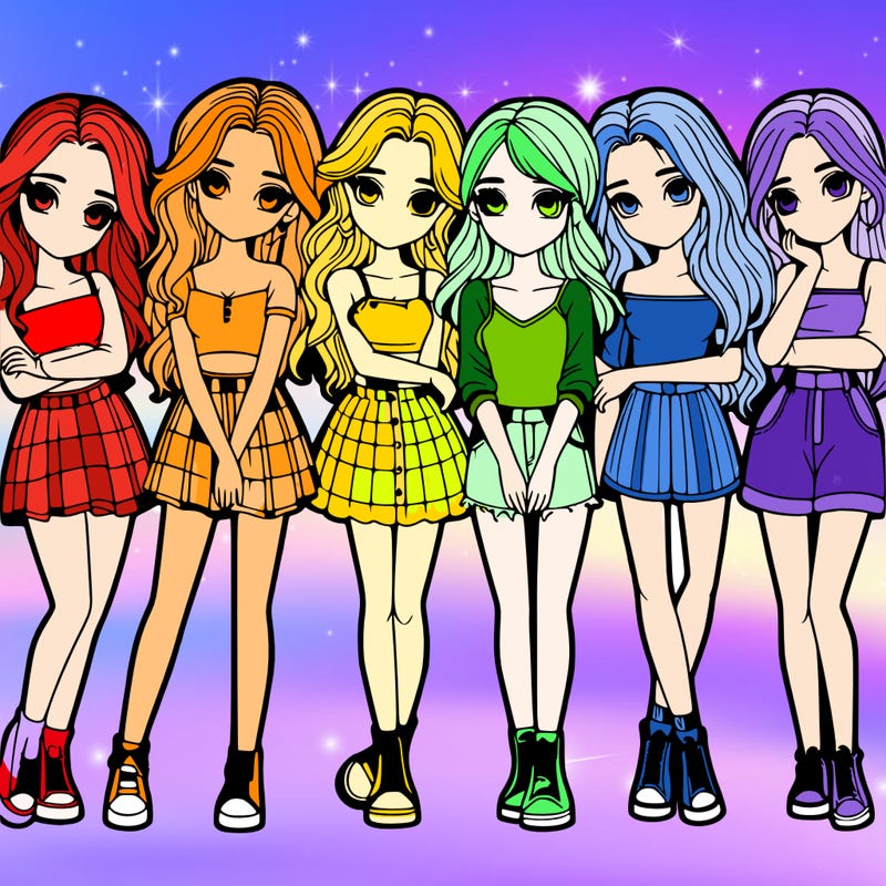 a group of girls realistic