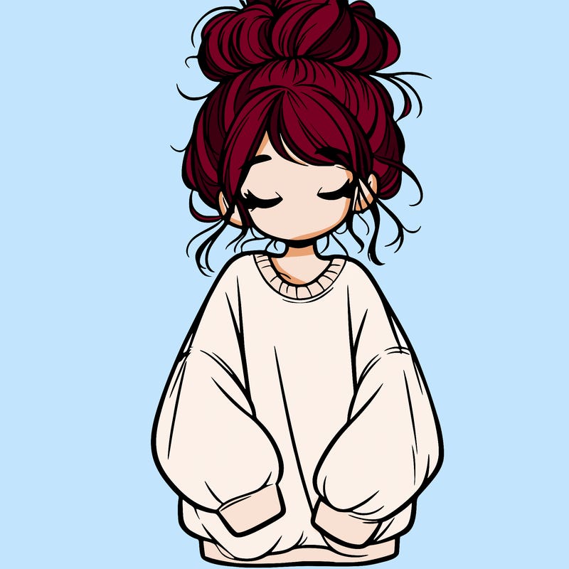 girl with baggy sweatshirt and messy bun