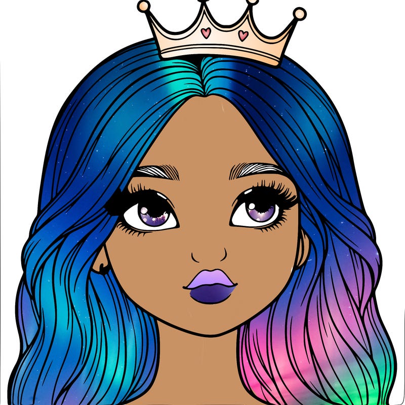 a realistic girl with a crown on