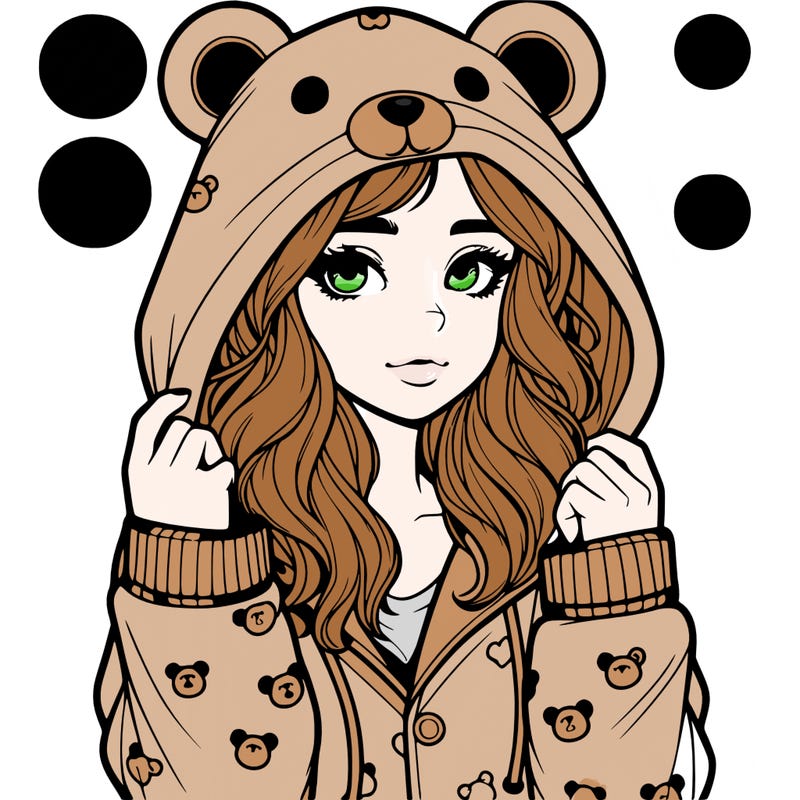 realistic girl in a animal pjs hoodie