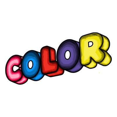 a sign that says color in bubble writing