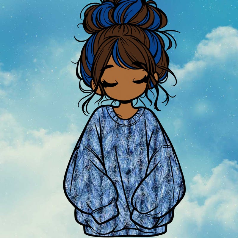 girl with baggy sweatshirt and messy bun