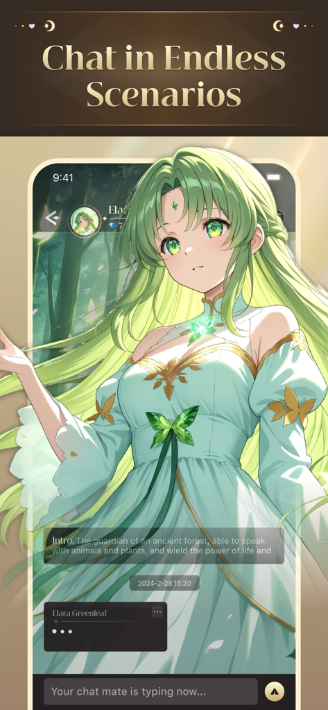 Kuki - Best AI Companion - Kuki AI companion app screen showing an anime character and a chat interface for roleplay scenarios.