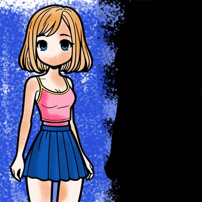 girl with tank top and short skirt