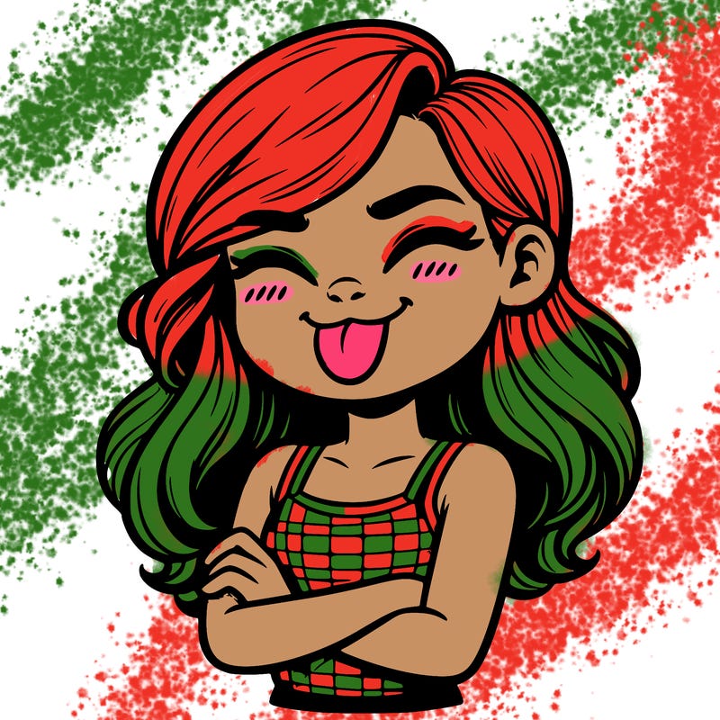 realistic girl crossing her arms and wearing a tank top with her tongue held out she has long hair