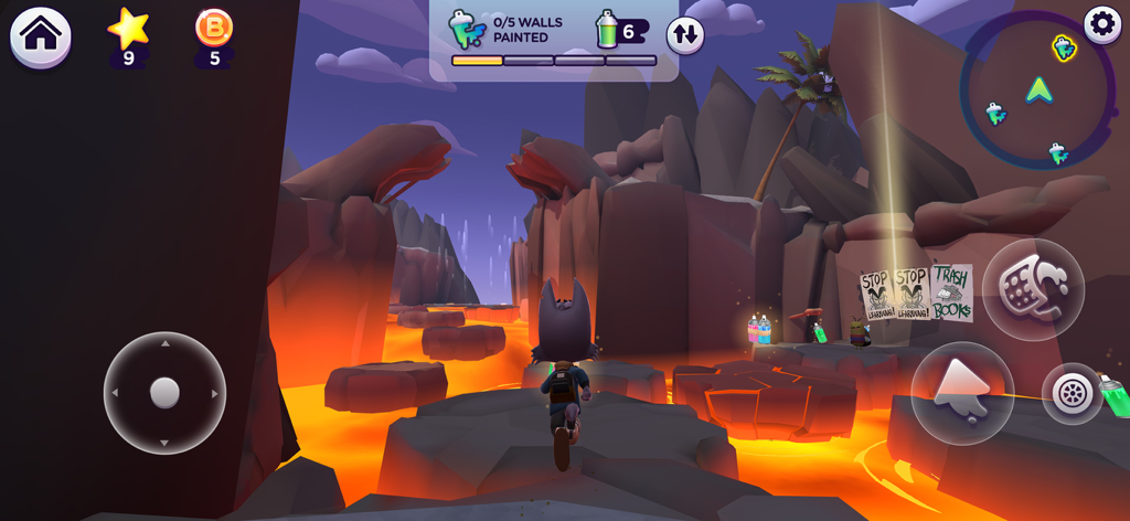 Word Tag: Lingo learning game - A character explores a 3D volcanic world in the Word Tag educational mobile game