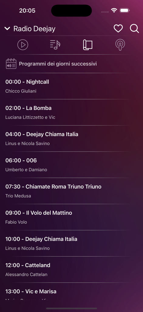 Programmazione radiofonica italiana per Radio Deejay sull'app My Radio Online Italia