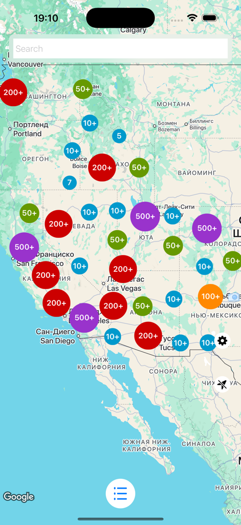 Interactive map of the USA showing traffic camera distribution with colored clusters