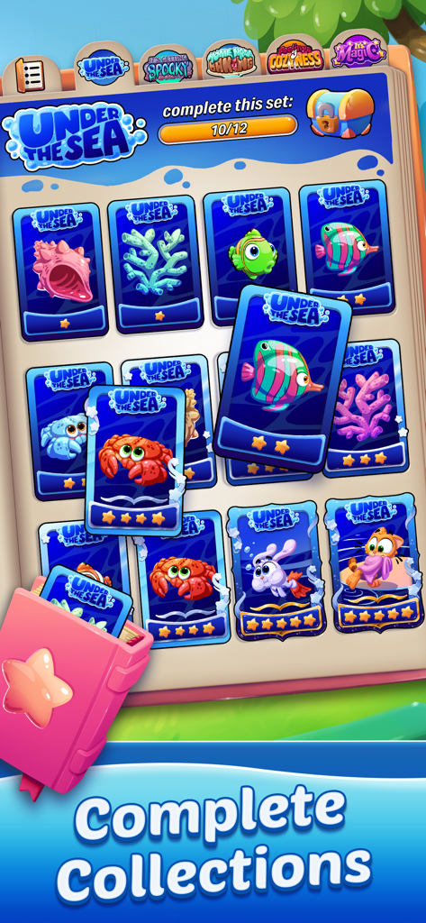 Solitaire Showtime - Solitaire Showtime game screen showing the Under the Sea card collection progress