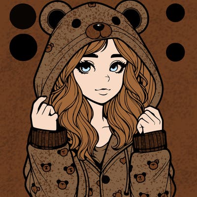 realistic girl in a animal pjs hoodie