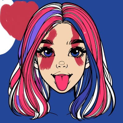 realistic girl with her tongue out