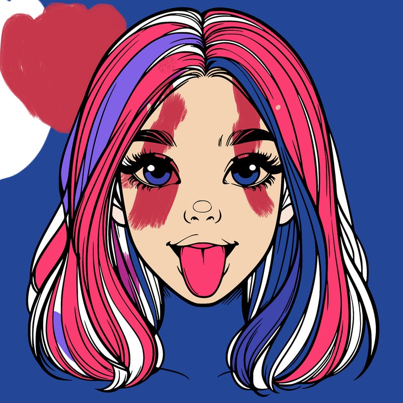 realistic girl with her tongue out