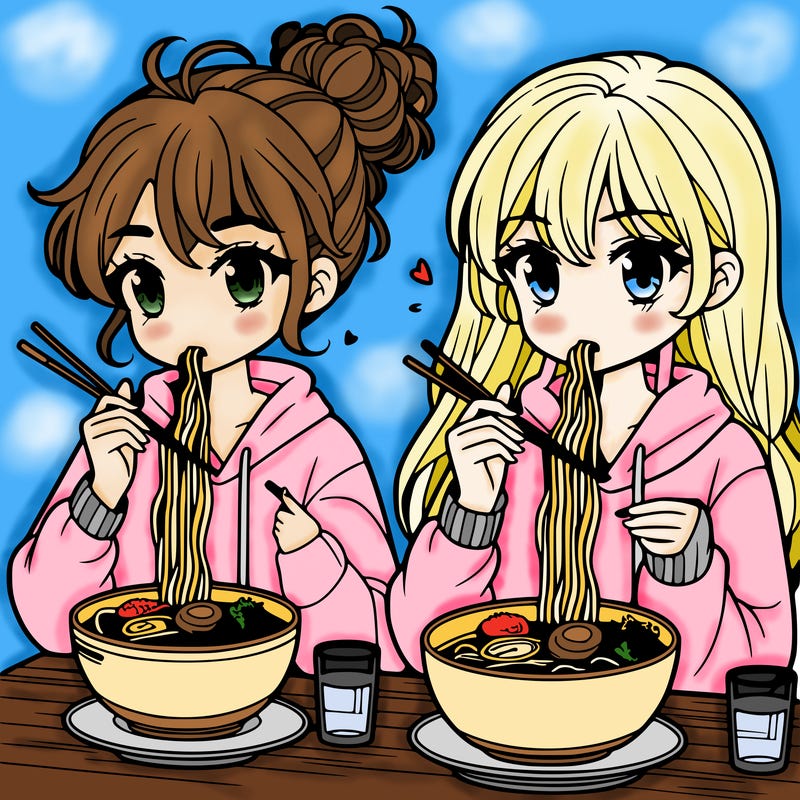 girls eating ramen