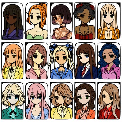 girls that look diffrent anime