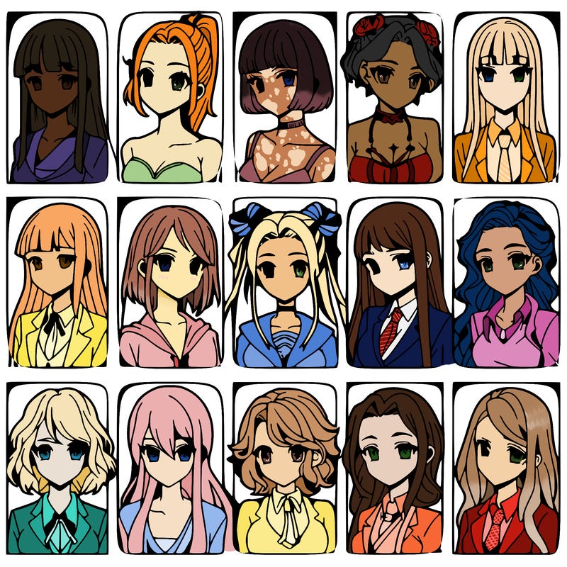 girls that look diffrent anime