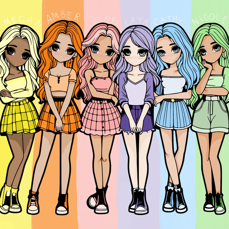 a group of girls realistic