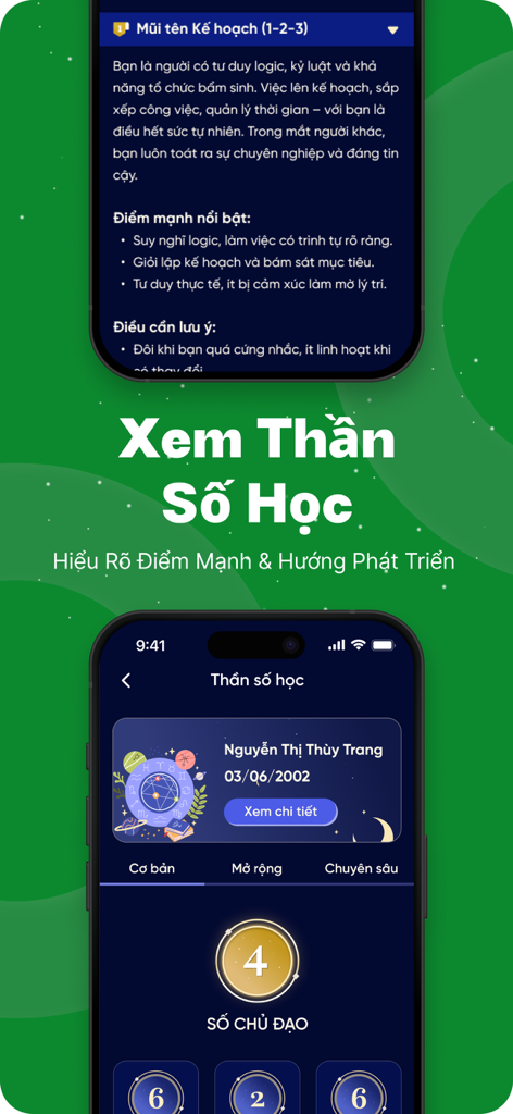 Lịch Âm - Lịch Vạn Niên 2026 - Pantalla de análisis de numerología en la aplicación móvil de calendario lunar vietnamita Lịch Âm