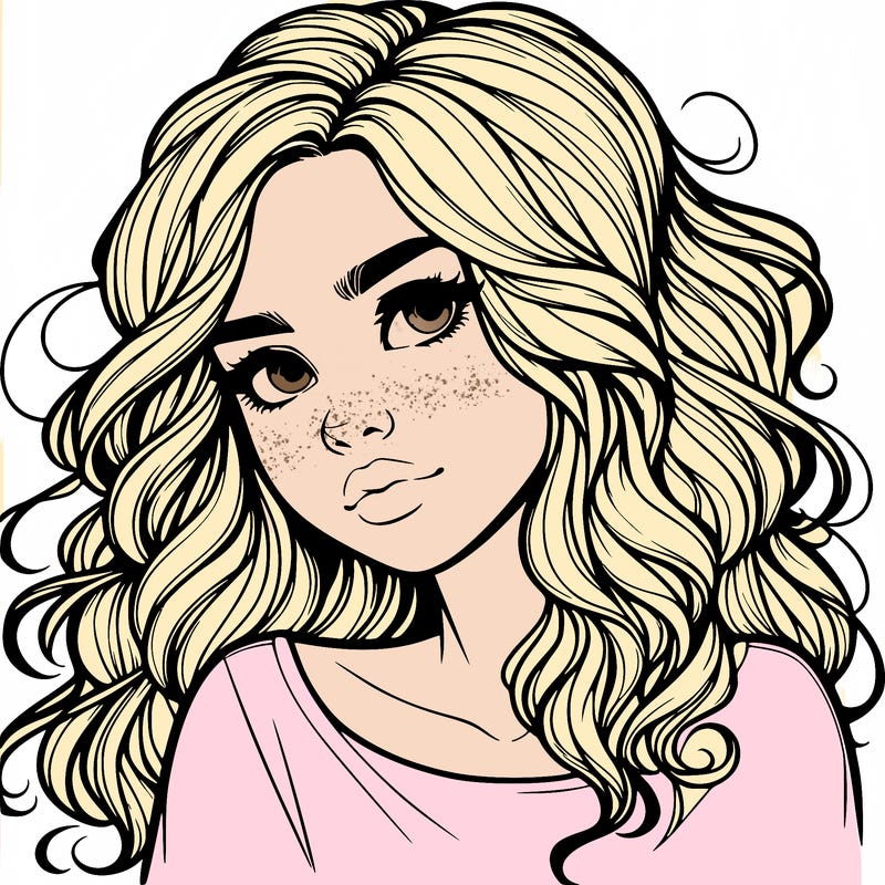 realistic girl with wavy hair on her hair
