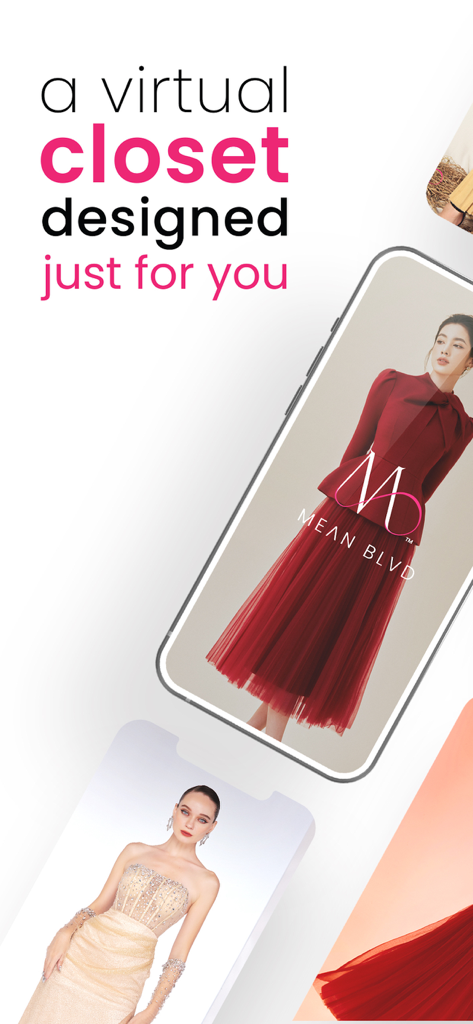 MEAN BLVD - MEAN BLVDモバイルアプリ、エレガントなドレスとバーチャルクローゼットのデザインを特徴とする