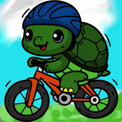turtle on a bike