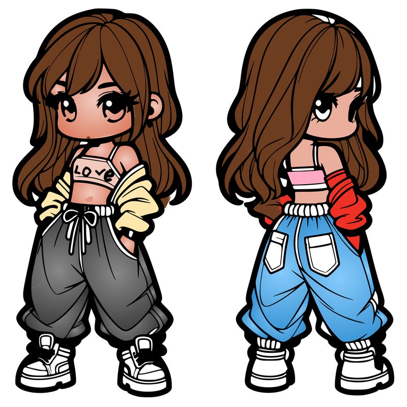 girl in crop top and baggy pants