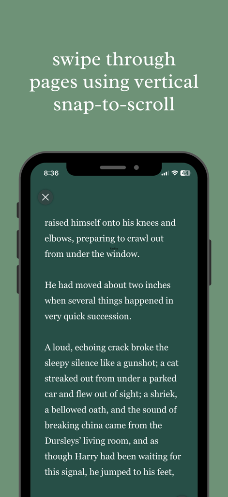 scrolly: cute pdf ebook reader - Vertical snap-to-scroll reading interface in the scrolly app