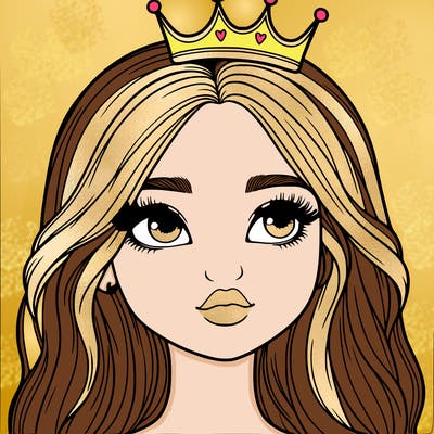 a realistic girl with a crown on