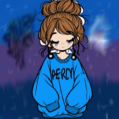 girl with baggy sweatshirt and messy bun