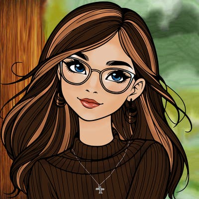 realistic girl with glasses