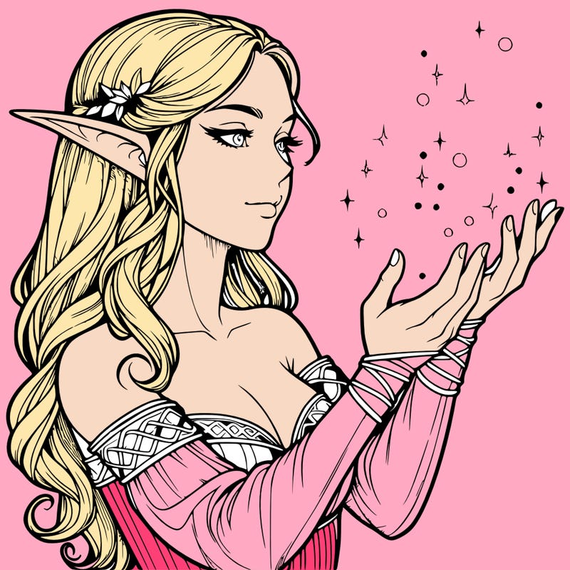 realistic elf girl doing magic