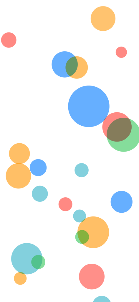 Spatial Music Visualizer - Colorful rounded confetti particles falling on a white background in the Particle Wall music visualizer