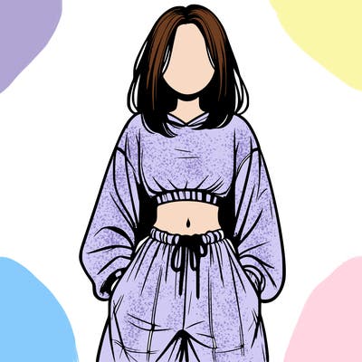 realistic girl faceless with baggy pants and a crop top