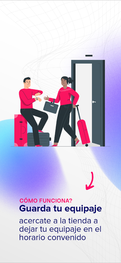 WeKeep: Luggage Storage - Illustration of travelers dropping off their bags at a verified storage location