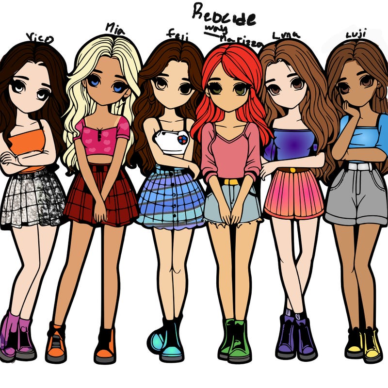 a group of girls realistic