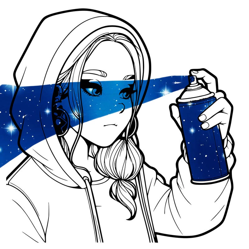 a realistic girl, spray painting