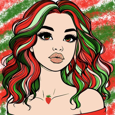 realistic girl with wavy hair and lips