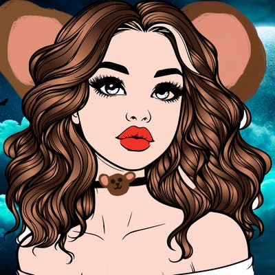 realistic girl with wavy hair and lips