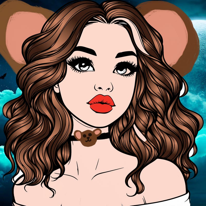 realistic girl with wavy hair and lips
