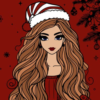 christmas fashionable female model and long hair