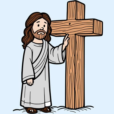 jesus standing beside the cross