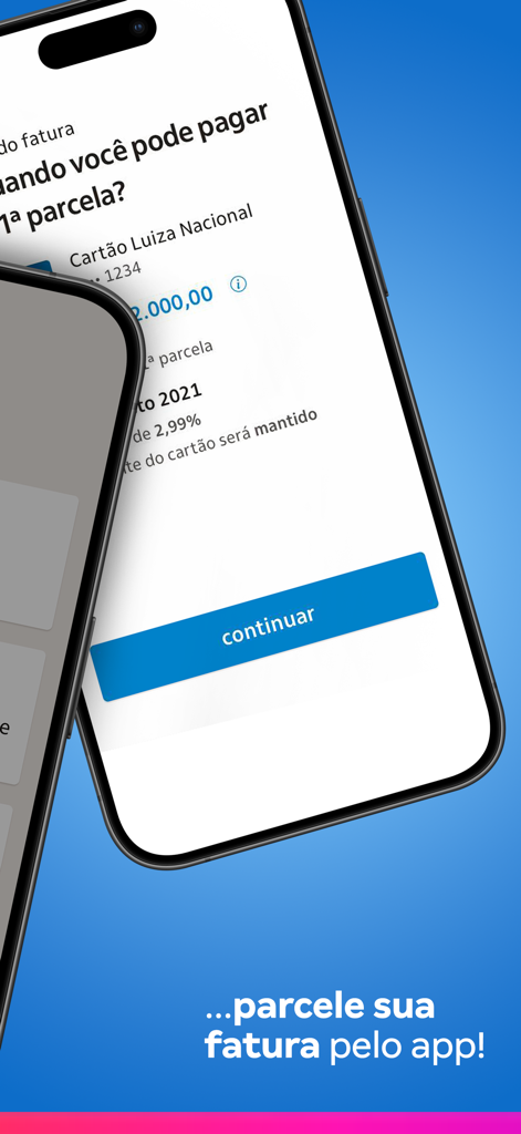 Cartão Luiza: descontos Magalu - Cartao Luiza app interface showing credit card invoice installment options