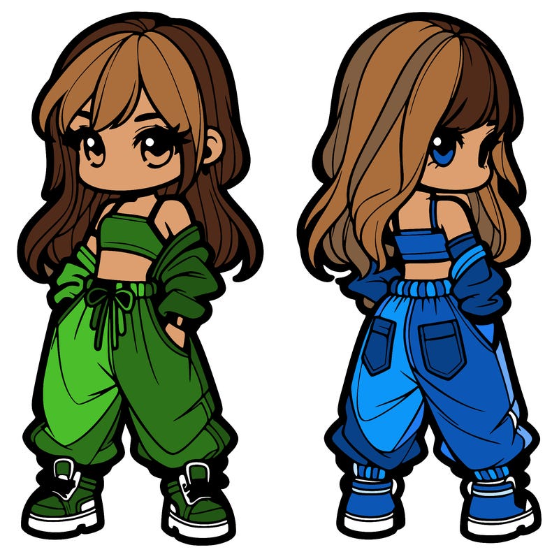 girl in crop top and baggy pants