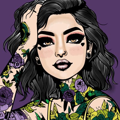 realistic girl with tattoos all over