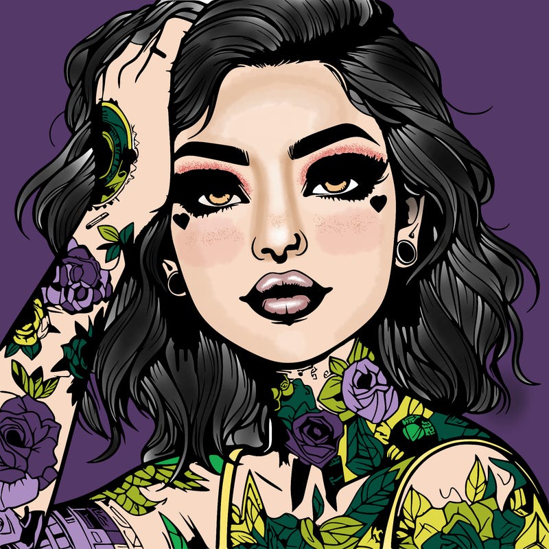 realistic girl with tattoos all over