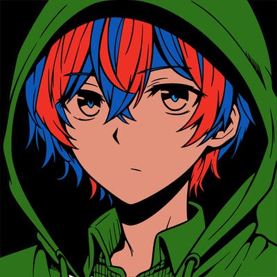 anime guy in hoodie
